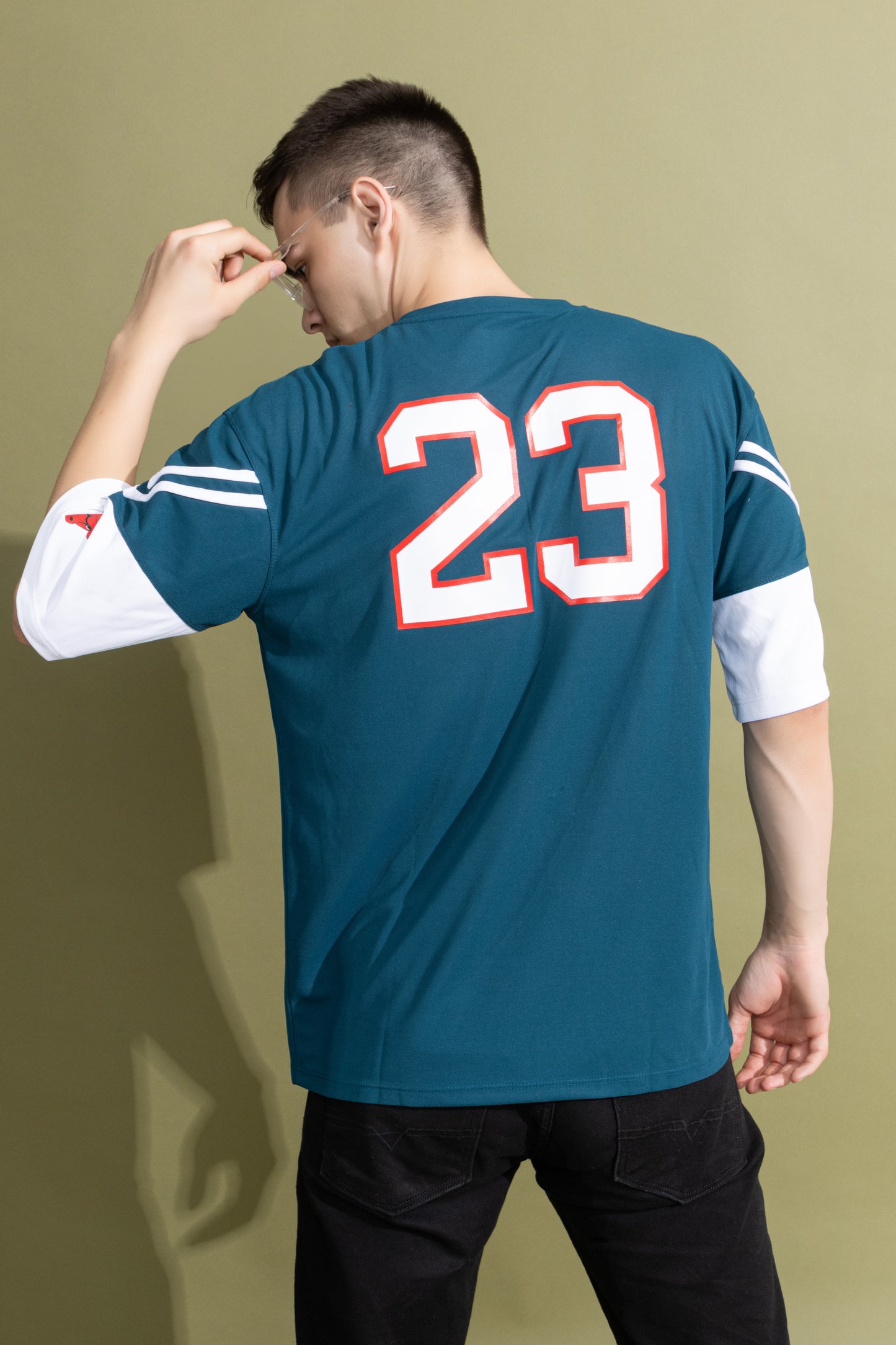 Mens Blue HoneyComb Graphic Printed Oversized t Shirt | Oversized t Shirt| Bulls 23 t Shirt
