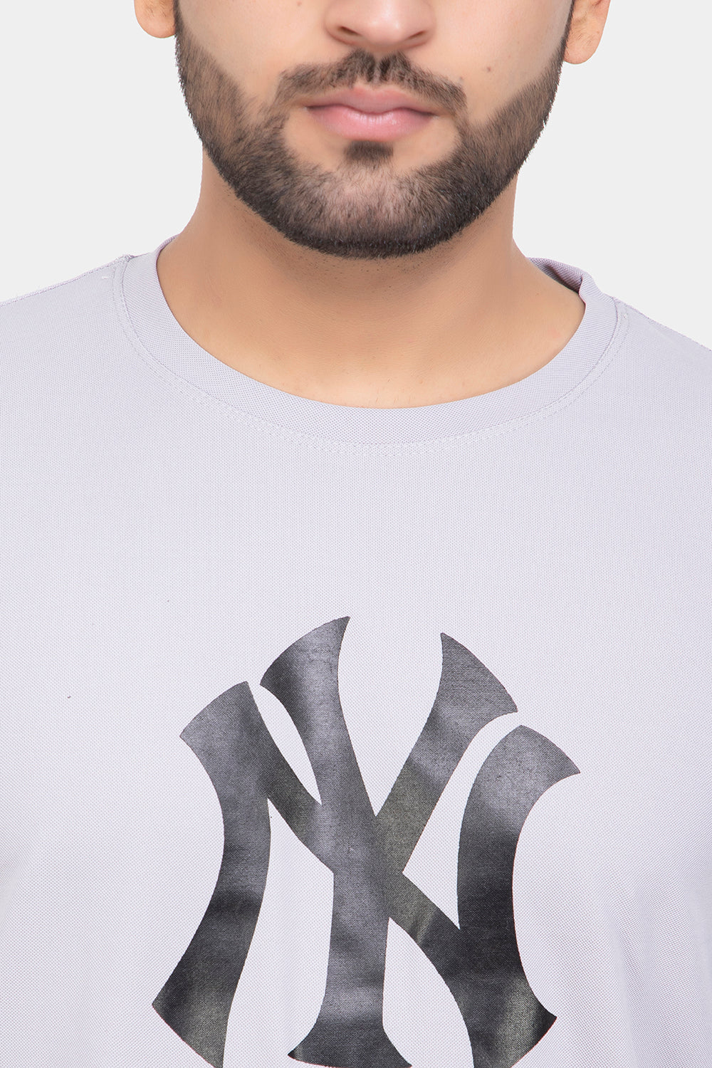 Men's Printed Round Neck Oversized Drop Shoulder Honeycomb T-Shirt