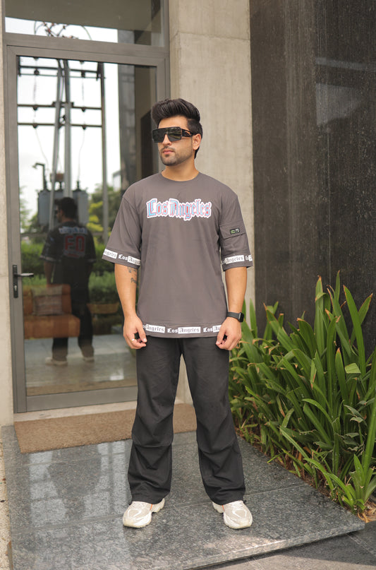 Men Oversized Round Neck Drop Shoulder Printed Cotton T-Shirt
