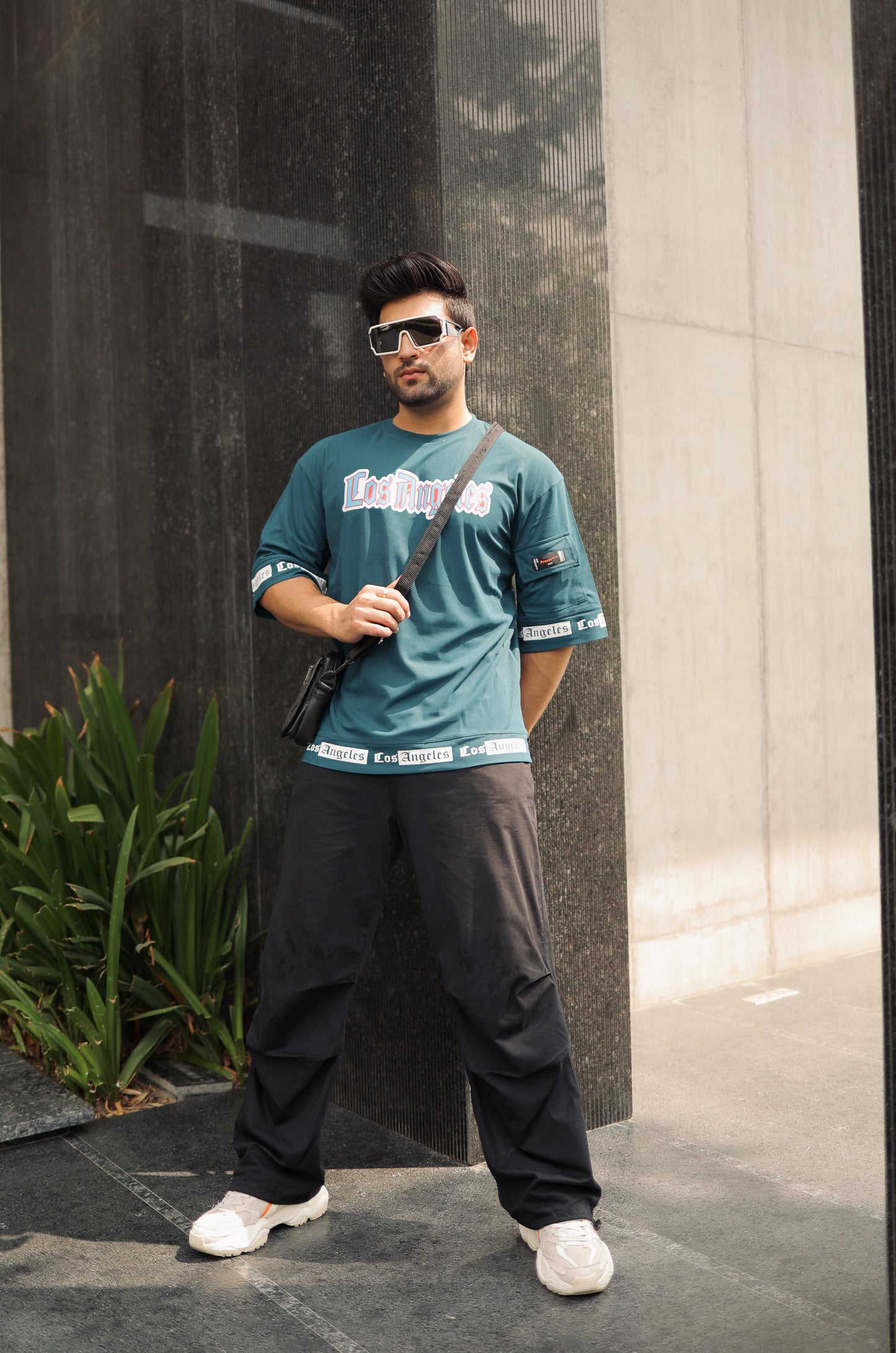 Men Oversized Round Neck Drop Shoulder Printed Cotton T-Shirt