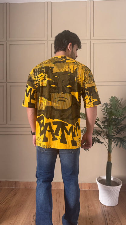 Men Oversized Round Neck Drop Shoulder Printed Cotton T-Shirt