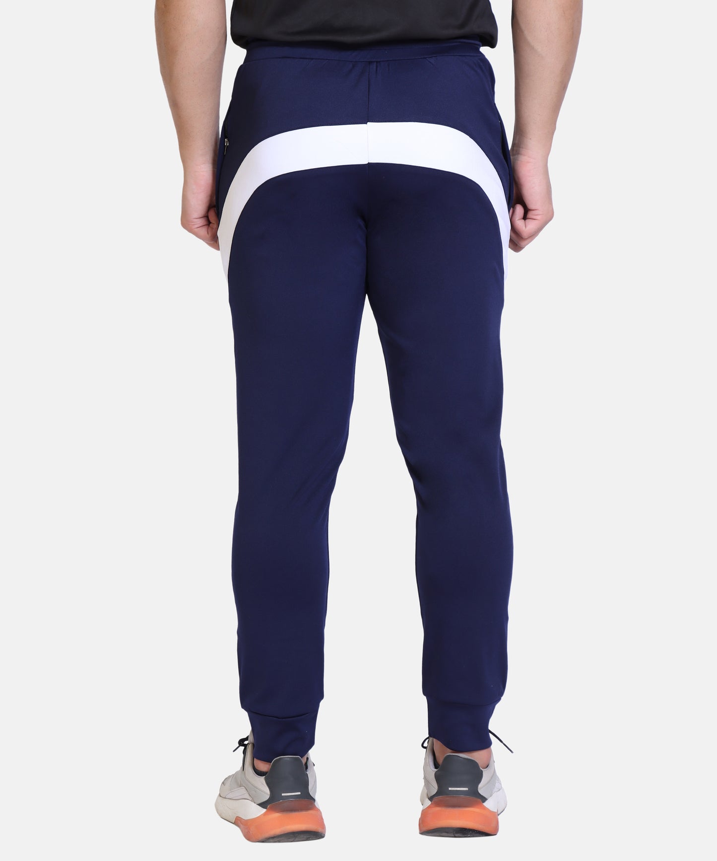 Mens Solid Navy Cotton Lycra Joggers