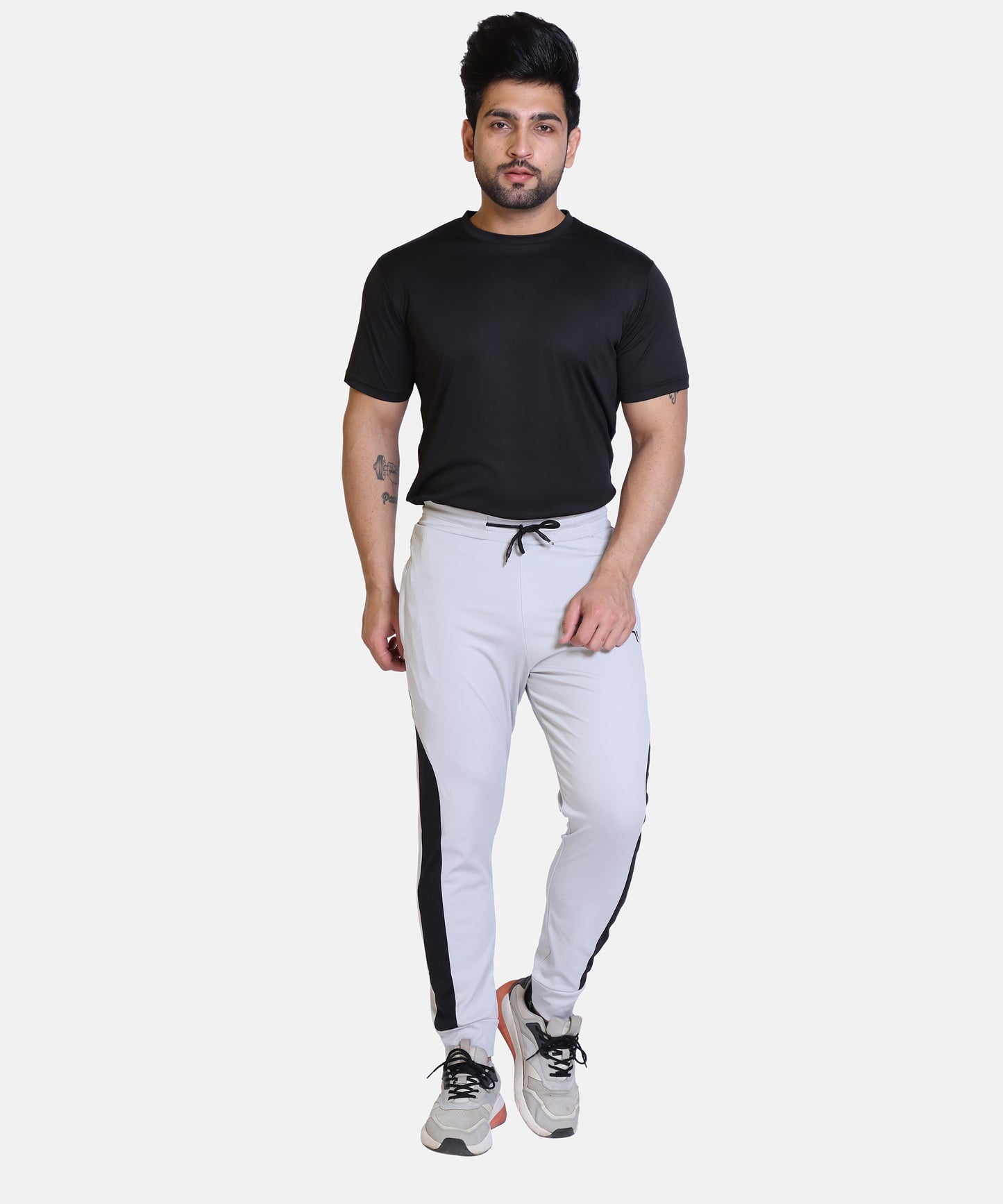 Mens Solid Grey Cotton Lycra Joggers