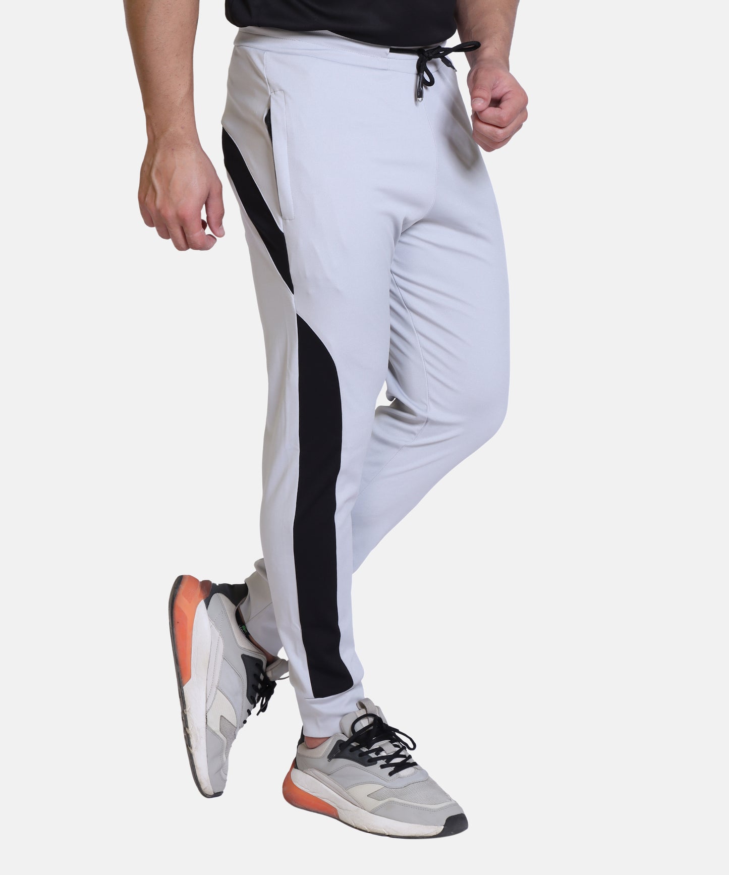 Mens Solid Grey Cotton Lycra Joggers