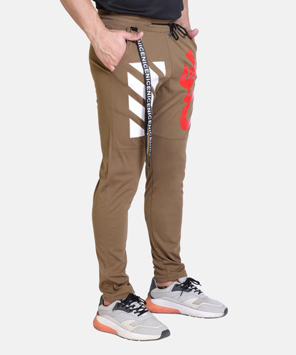 Stylish And Comfortable Full Length Red White Printed Cotton Lycra Lower For Mens