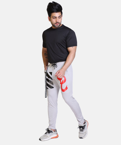 Stylish And Comfortable Full Length Red White Printed Cotton Lycra Lower For Mens
