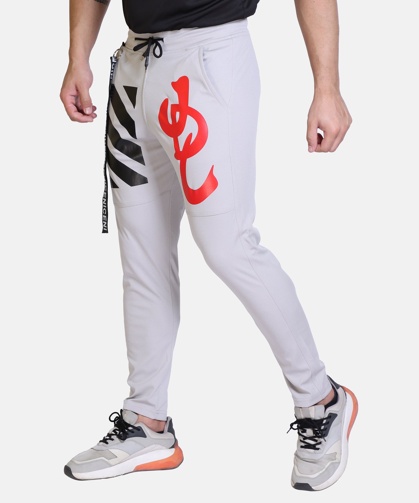 Stylish And Comfortable Full Length Red White Printed Cotton Lycra Lower For Mens