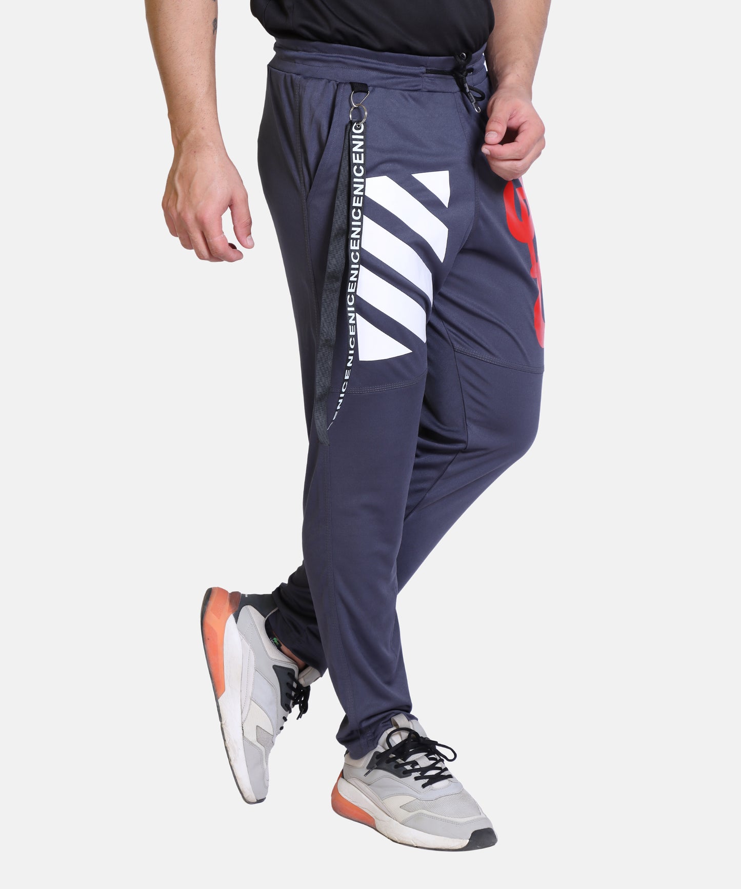 Stylish And Comfortable Full Length Red White Printed Cotton Lycra Lower For Mens