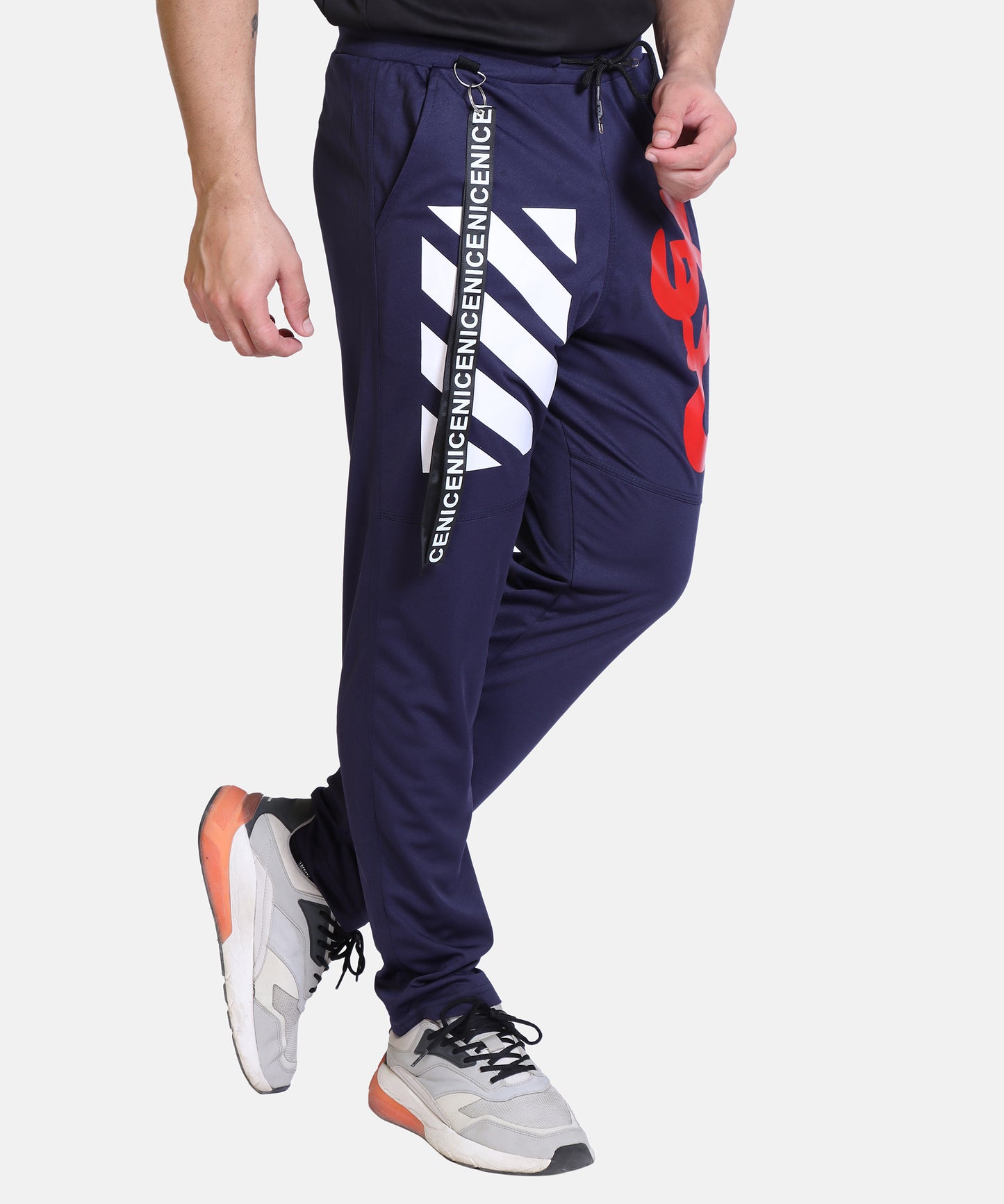 Stylish And Comfortable Full Length Red White Printed Cotton Lycra Lower For Mens