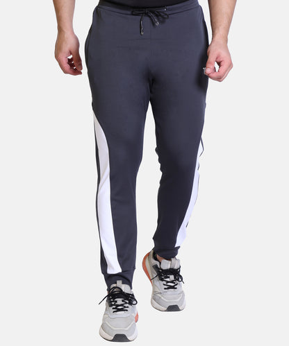 Mens Solid Dark Grey Cotton Lycra Joggers