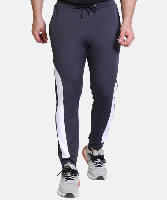 Mens Solid Dark Grey Cotton Lycra Joggers