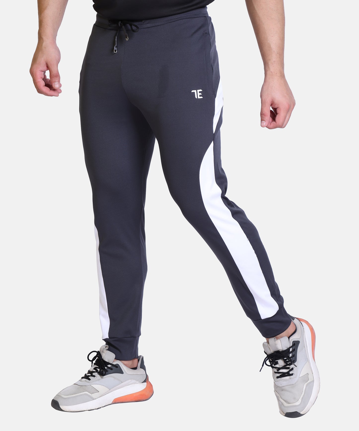 Mens Solid Dark Grey Cotton Lycra Joggers