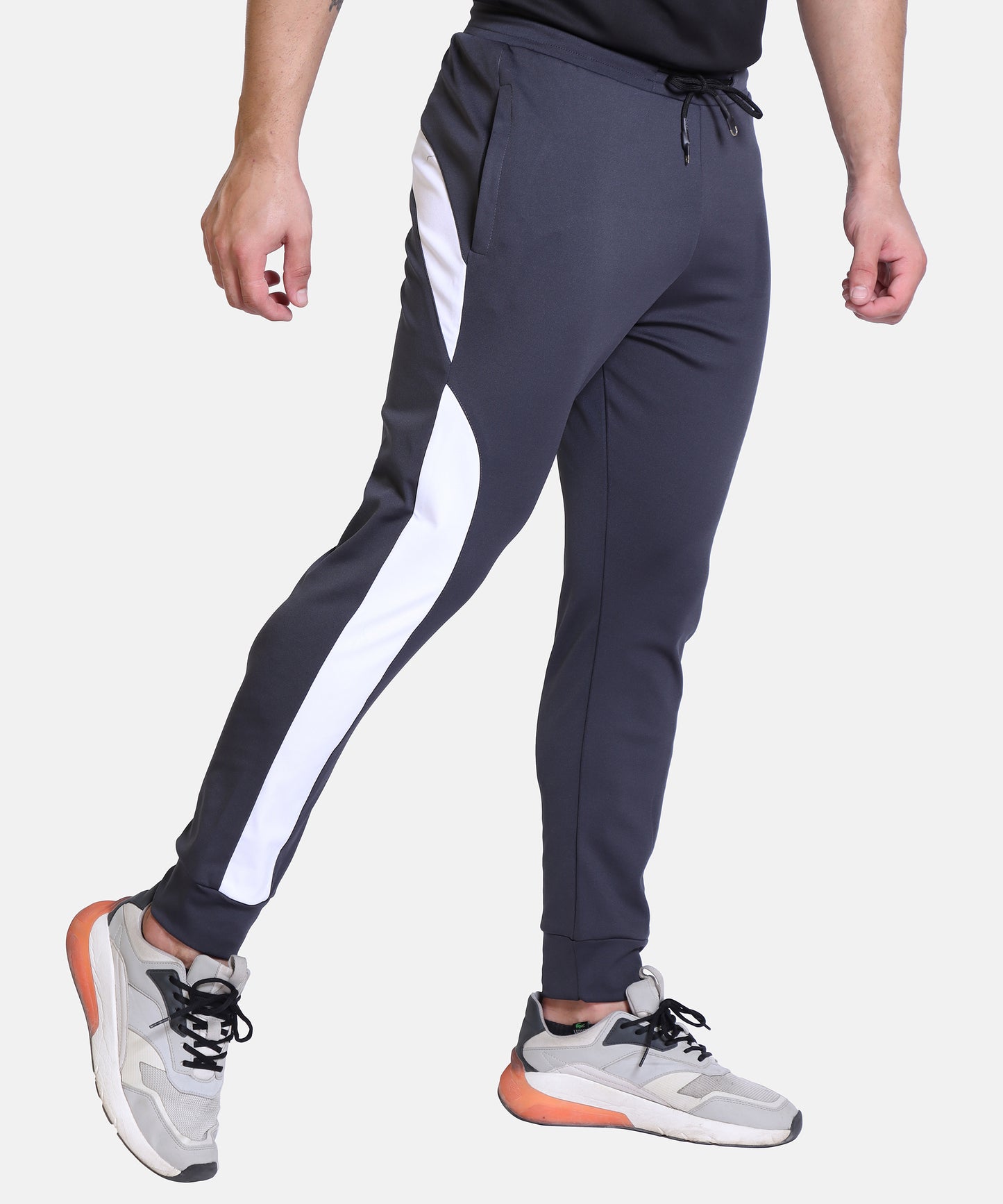 Mens Solid Dark Grey Cotton Lycra Joggers