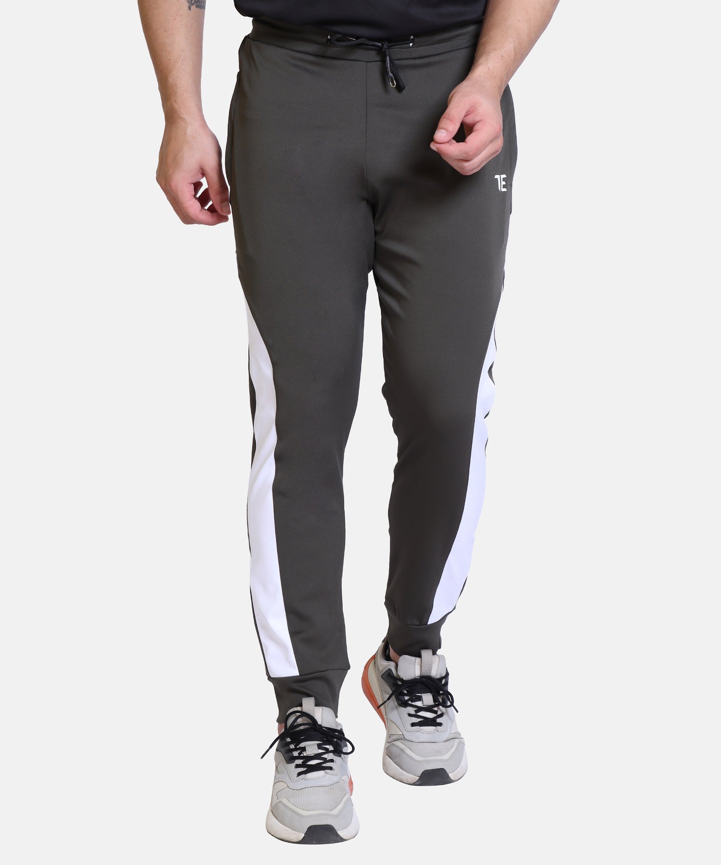 Mens Solid Olive Cotton Lycra Joggers