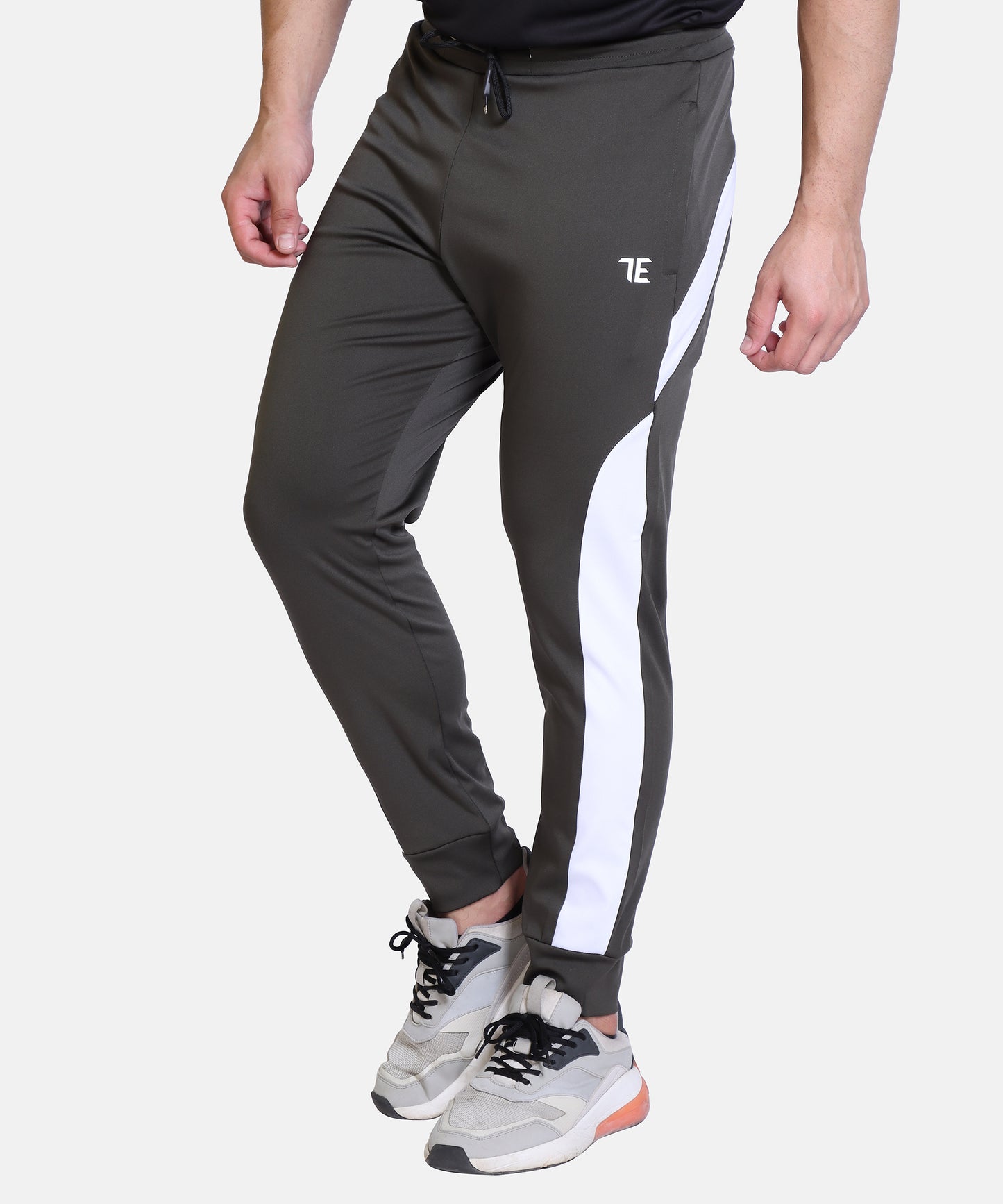 Mens Solid Olive Cotton Lycra Joggers