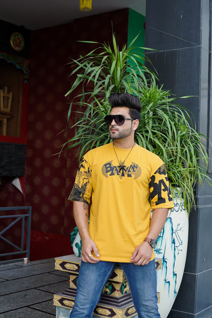 Men Oversized Round Neck Drop Shoulder Printed Cotton T-Shirt