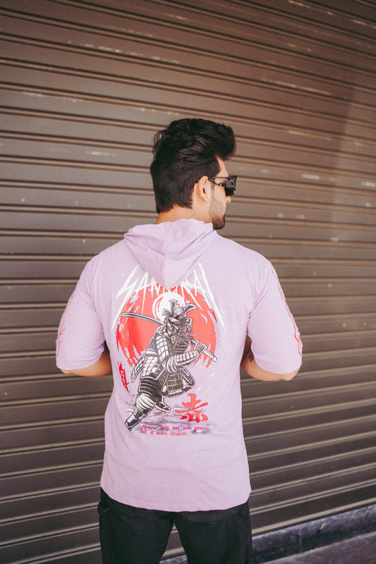 Men Oversized Hooded Neck Drop Shoulder Printed Cotton T-Shirt