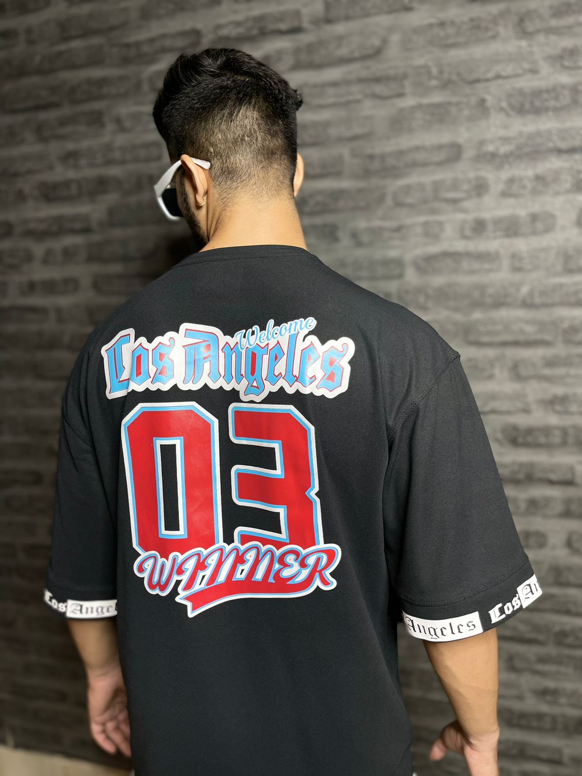 Men Oversized Round Neck Drop Shoulder Printed Cotton T-Shirt