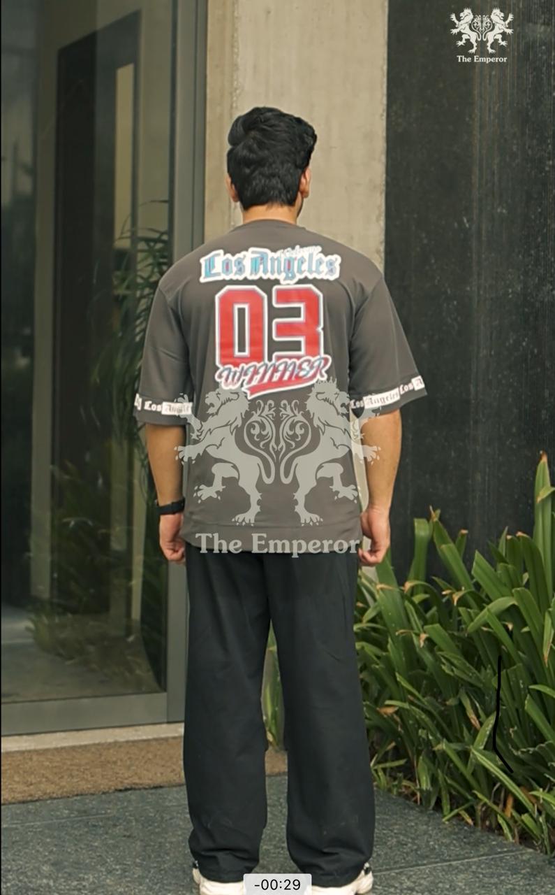 Men Oversized Round Neck Drop Shoulder Printed Cotton T-Shirt