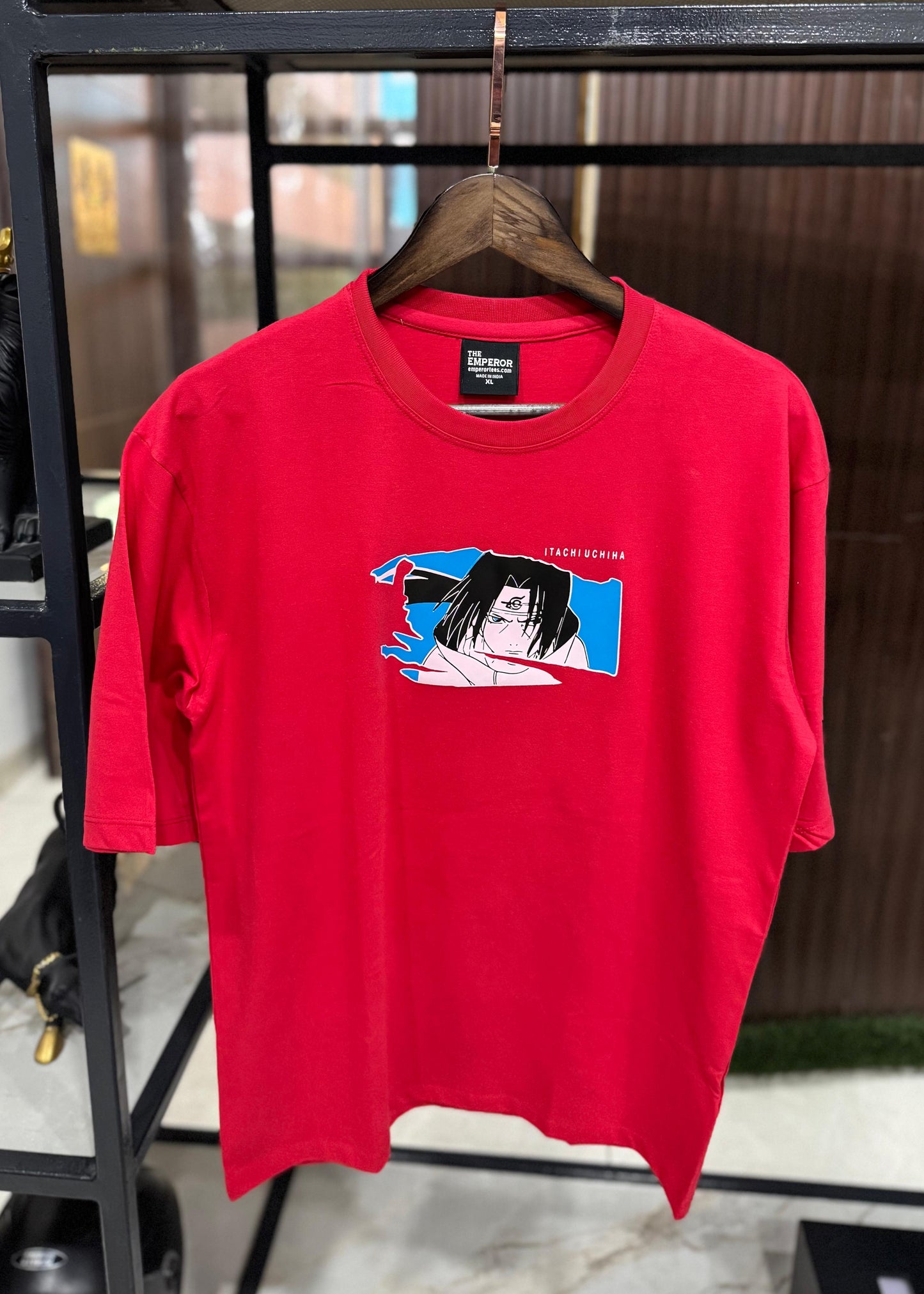 Itachi Uchiha Akatsuki Naruto T-Shirt | Anime Graphic Tee for Men & Women | Red Cotton Oversized Streetwear