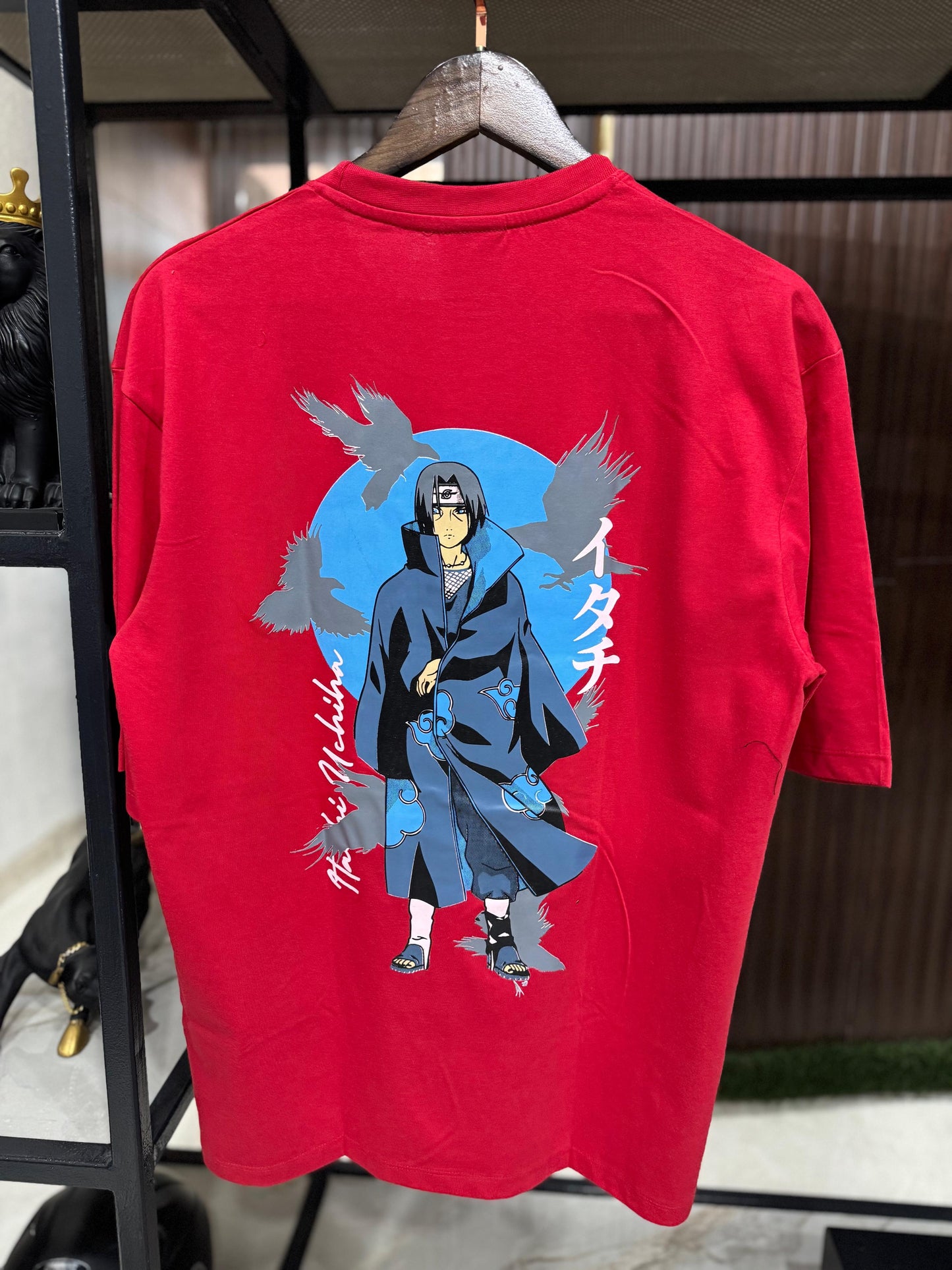 Itachi Uchiha Akatsuki Naruto T-Shirt | Anime Graphic Tee for Men & Women | Red Cotton Oversized Streetwear