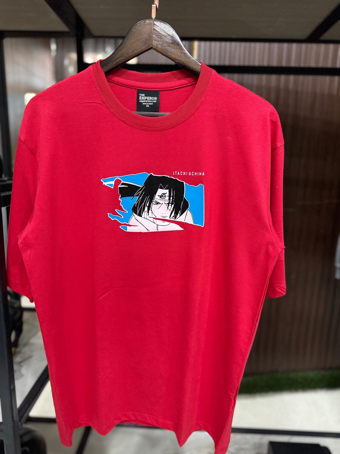 Itachi Uchiha Akatsuki Naruto T-Shirt | Anime Graphic Tee for Men & Women | Red Cotton Oversized Streetwear