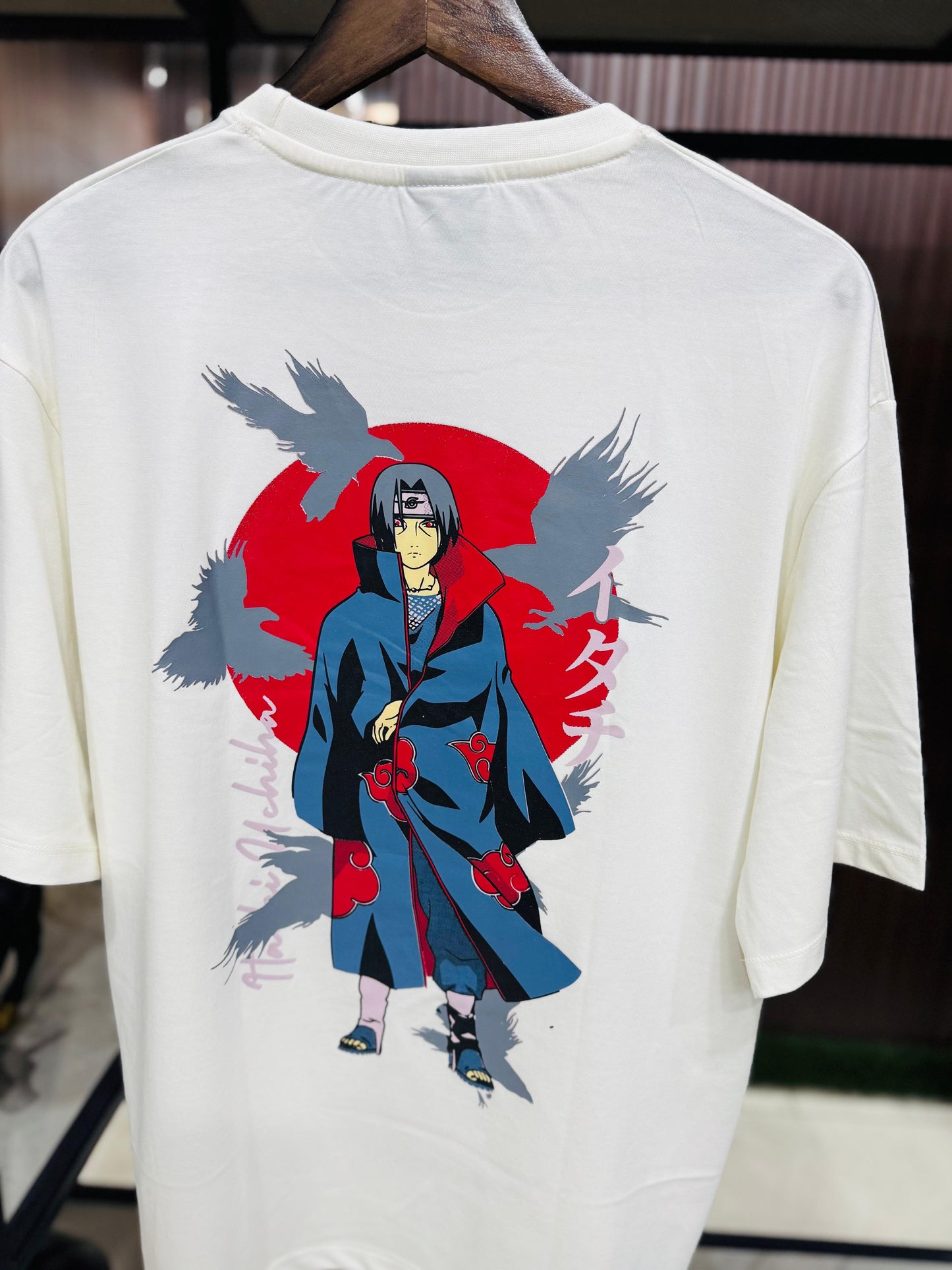 Itachi Uchiha Akatsuki Naruto T-Shirt | Anime Graphic Tee for Men & Women | White Cotton Oversized Streetwear
