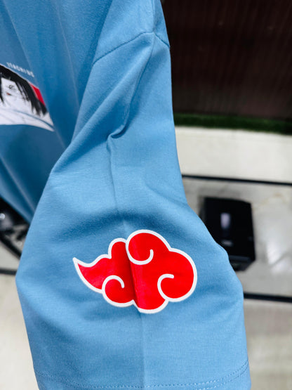 Itachi Uchiha Akatsuki Naruto T-Shirt | Anime Graphic Tee for Men & Women | Blue Cotton Oversized Streetwear