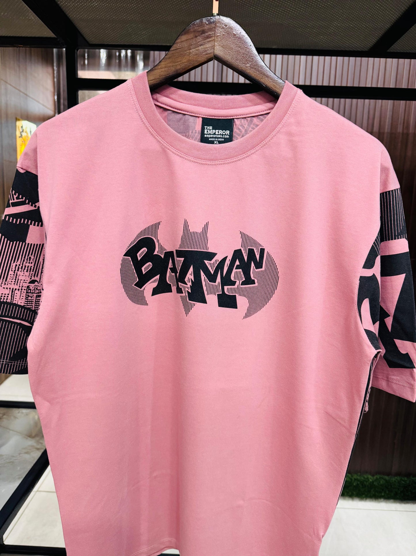 Men Oversized Round Neck Drop Shoulder Printed Cotton T-Shirt