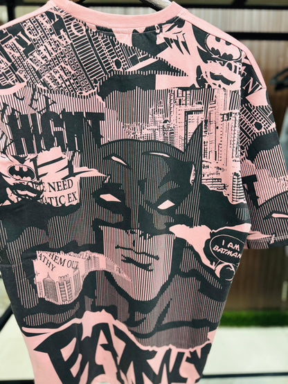 Men Oversized Round Neck Drop Shoulder Printed Cotton T-Shirt