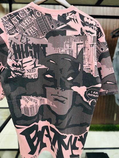 Men Oversized Round Neck Drop Shoulder Printed Cotton T-Shirt