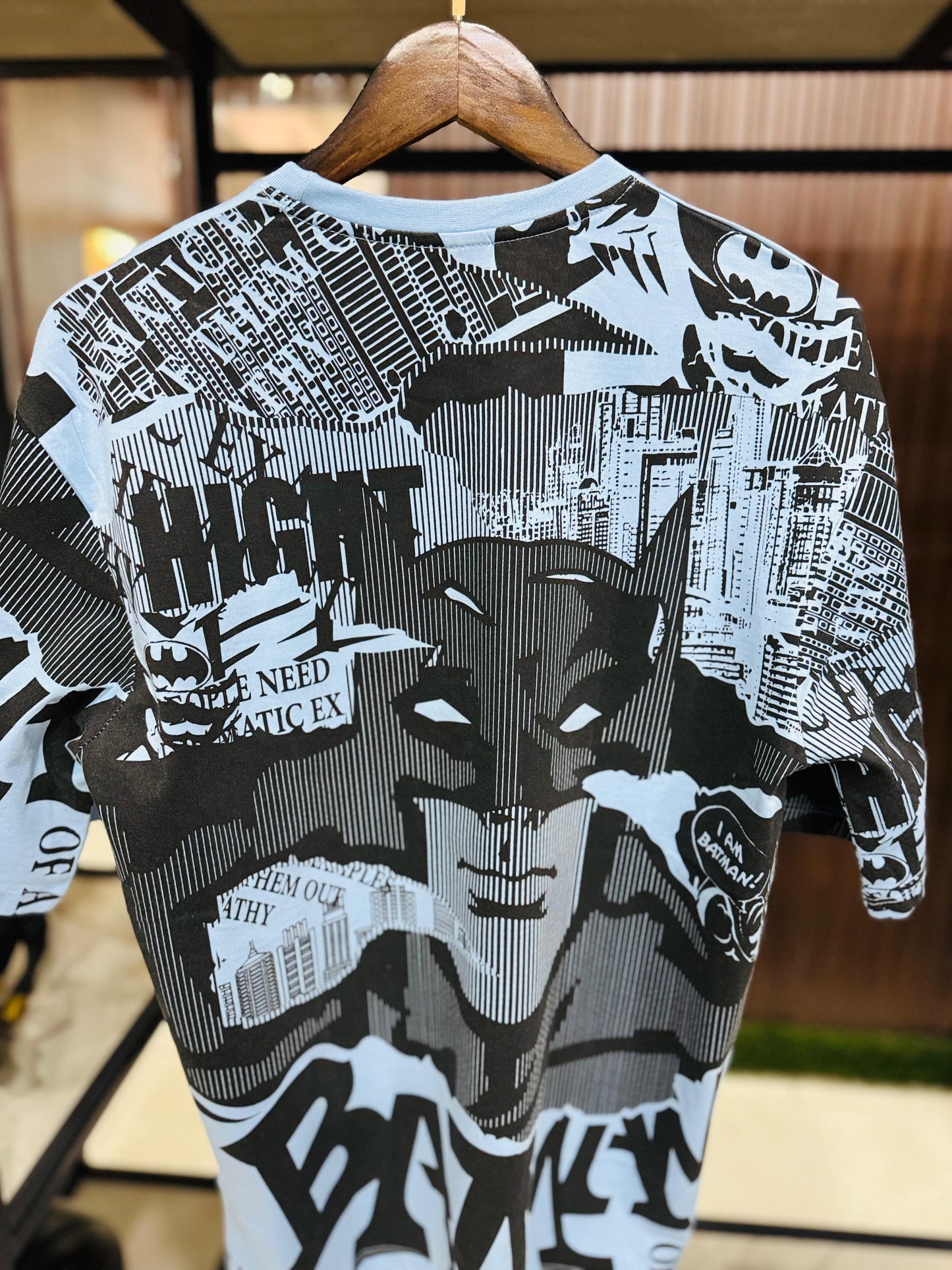 Men Oversized Round Neck Drop Shoulder Printed Cotton T-Shirt
