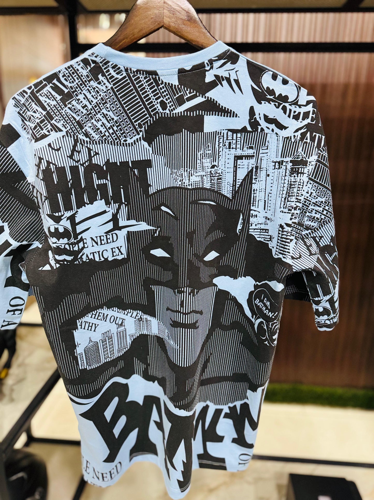 Men Oversized Round Neck Drop Shoulder Printed Cotton T-Shirt