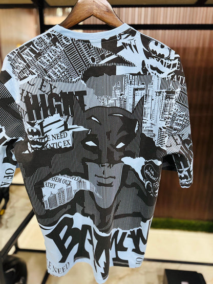 Men Oversized Round Neck Drop Shoulder Printed Cotton T-Shirt