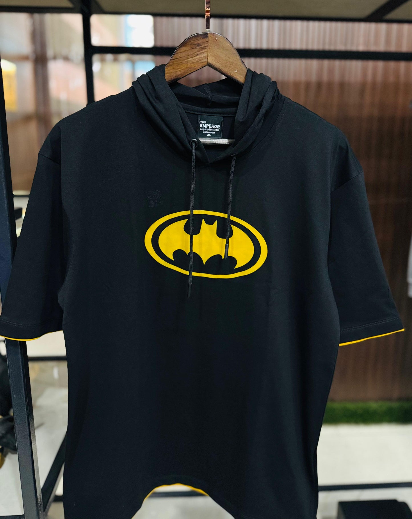 Men Oversized Hooded Drop Shoulder Printed Cotton T-Shirt
