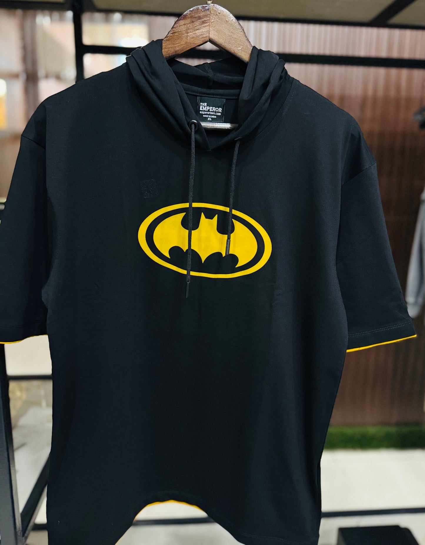 Men Oversized Hooded Drop Shoulder Printed Cotton T-Shirt