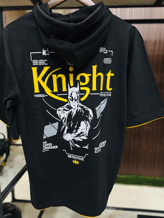 Men Oversized Hooded Drop Shoulder Printed Cotton T-Shirt