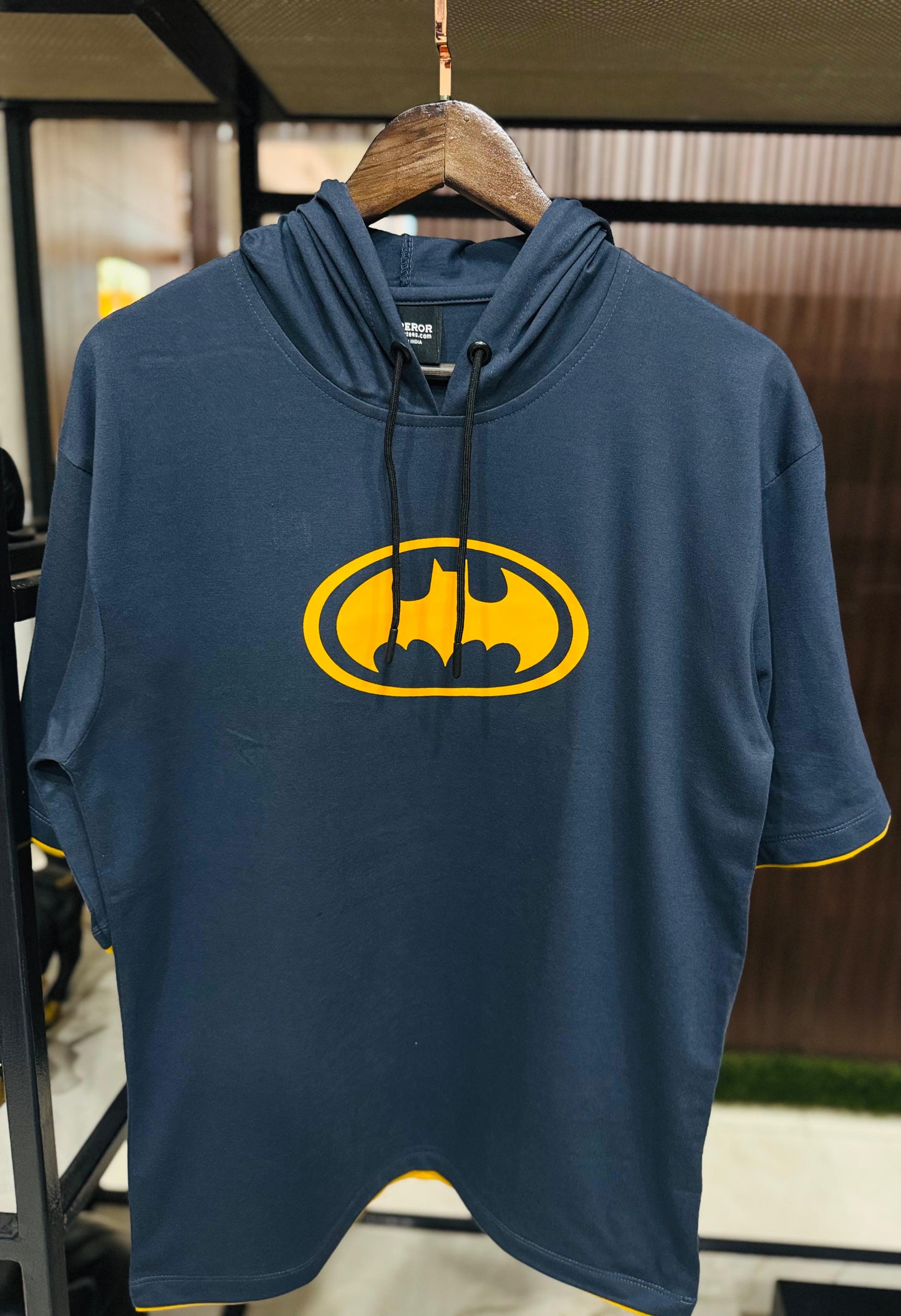 Men Oversized Hooded Drop Shoulder Printed Cotton T-Shirt
