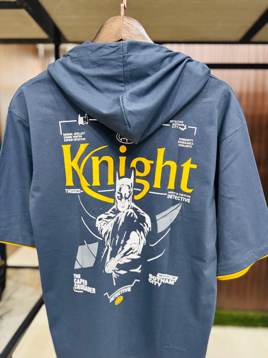 Men Oversized Hooded Drop Shoulder Printed Cotton T-Shirt