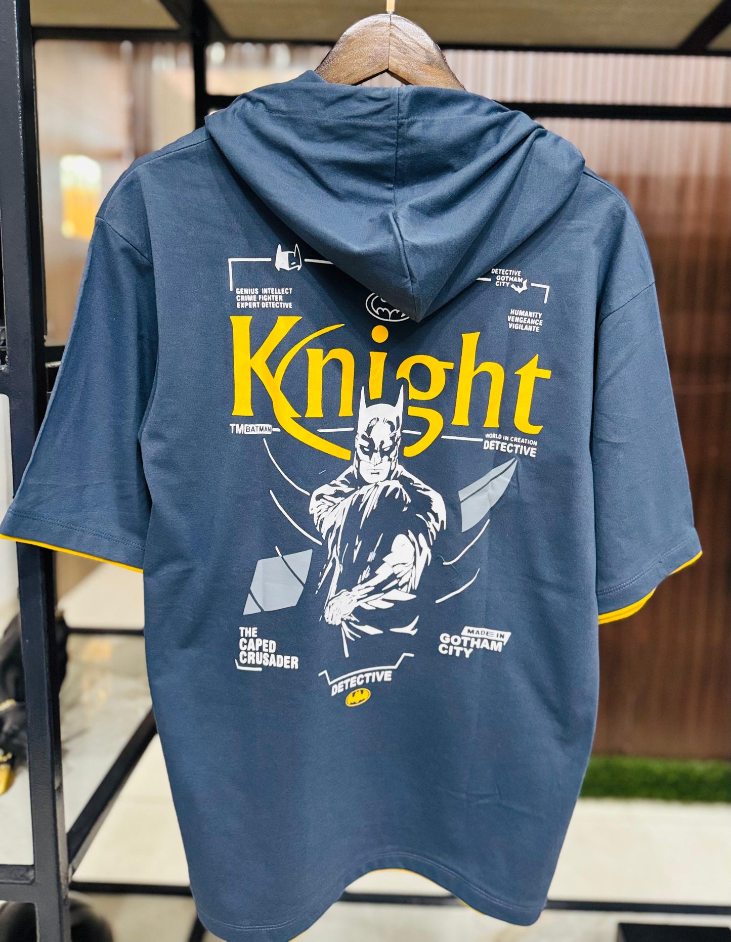 Men Oversized Hooded Drop Shoulder Printed Cotton T-Shirt