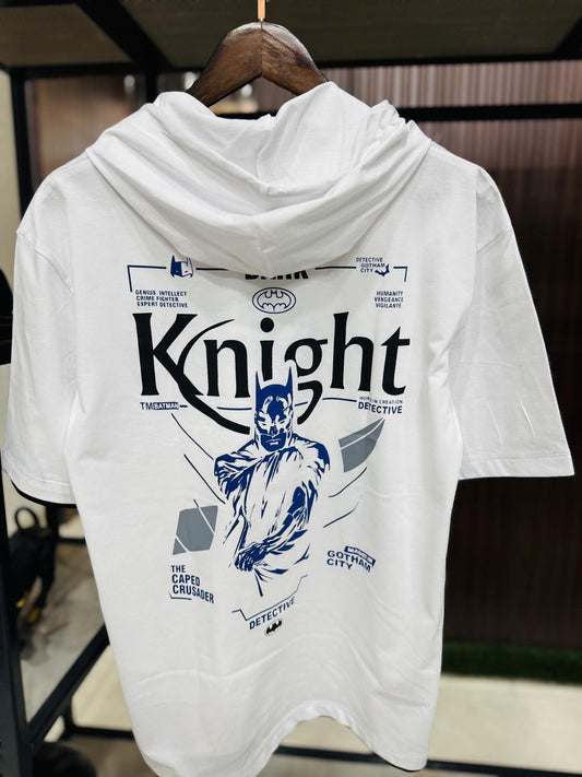 Men Oversized Hooded Drop Shoulder Printed Cotton T-Shirt
