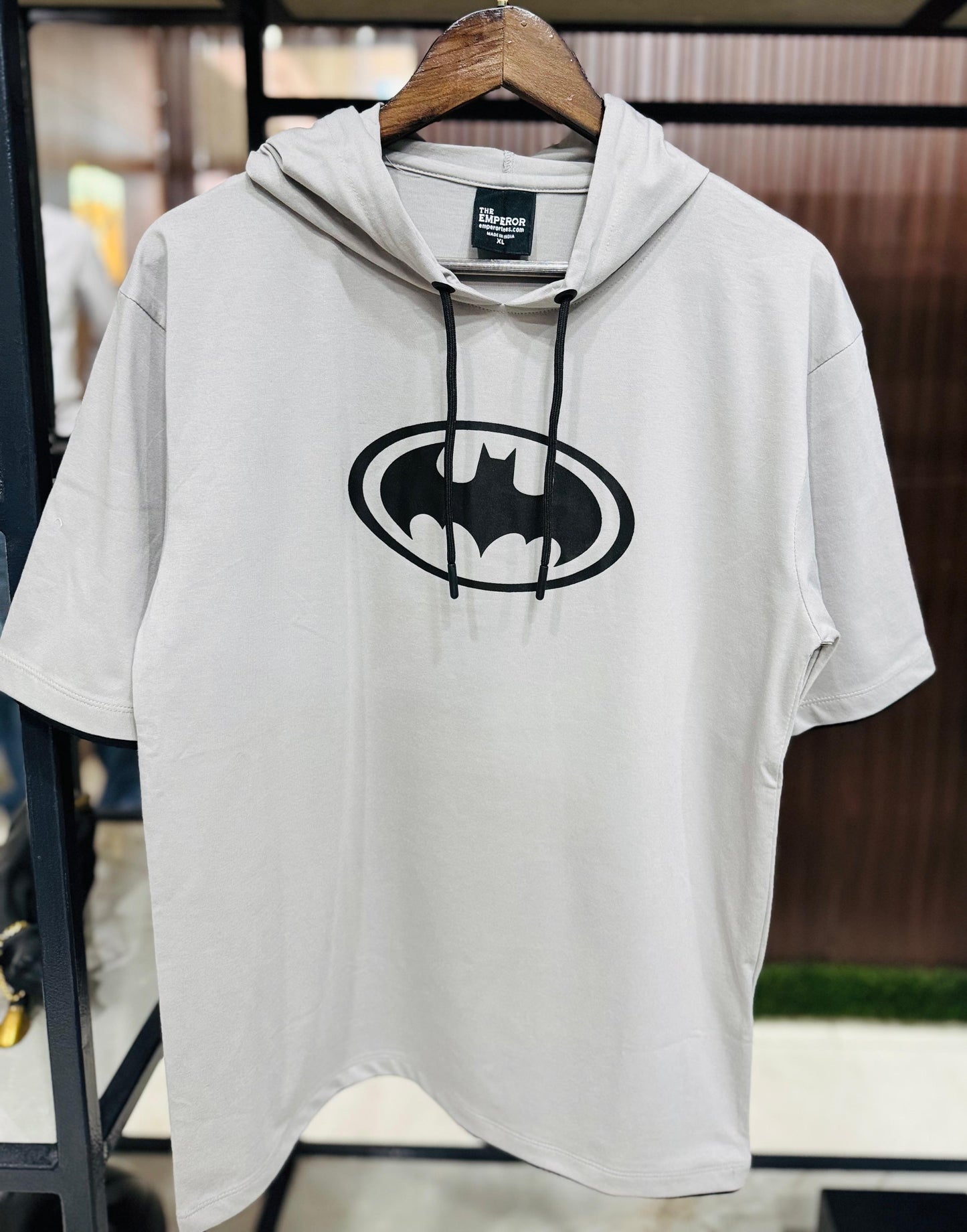 Men Oversized Hooded Drop Shoulder Printed Cotton T-Shirt