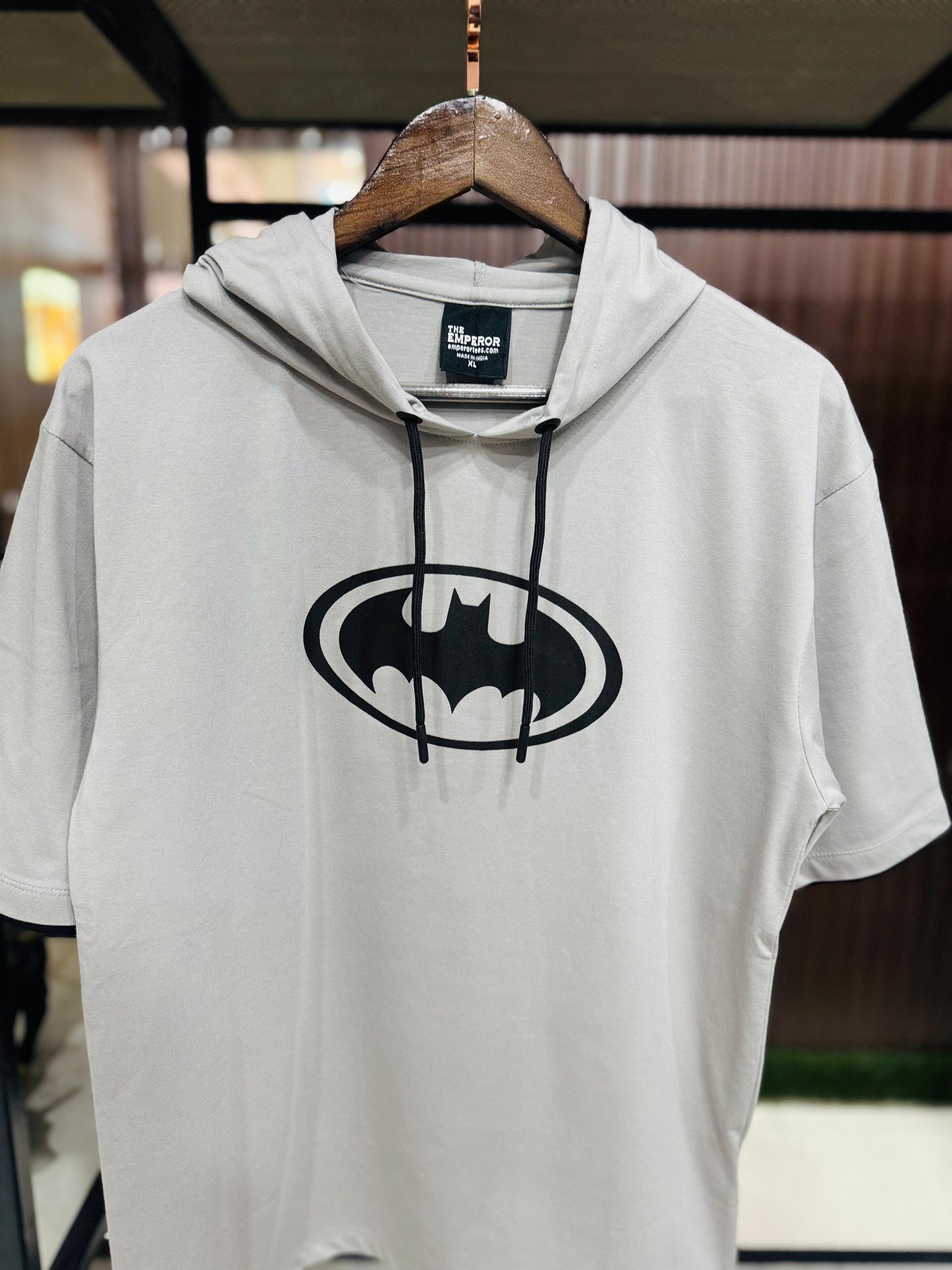 Men Oversized Hooded Drop Shoulder Printed Cotton T-Shirt