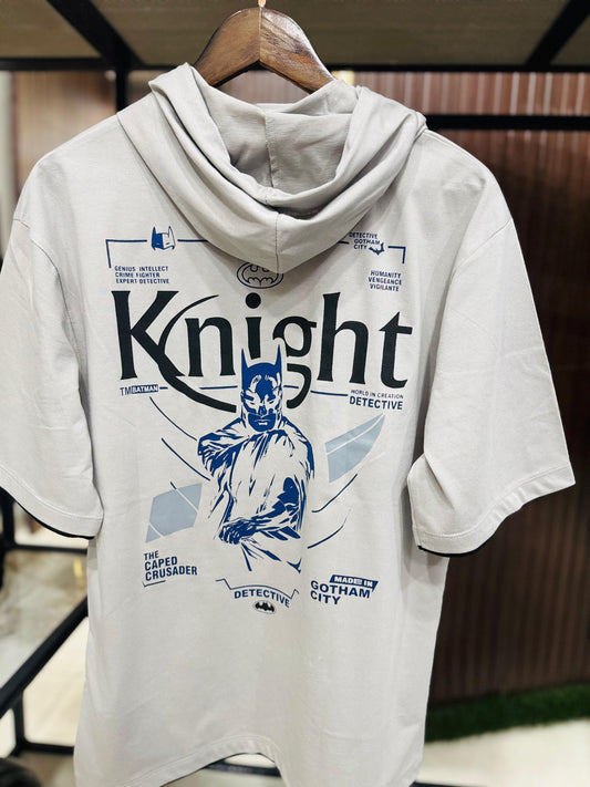 Men Oversized Hooded Drop Shoulder Printed Cotton T-Shirt