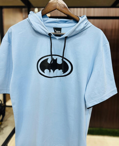 Men Oversized Hooded Drop Shoulder Printed Cotton T-Shirt
