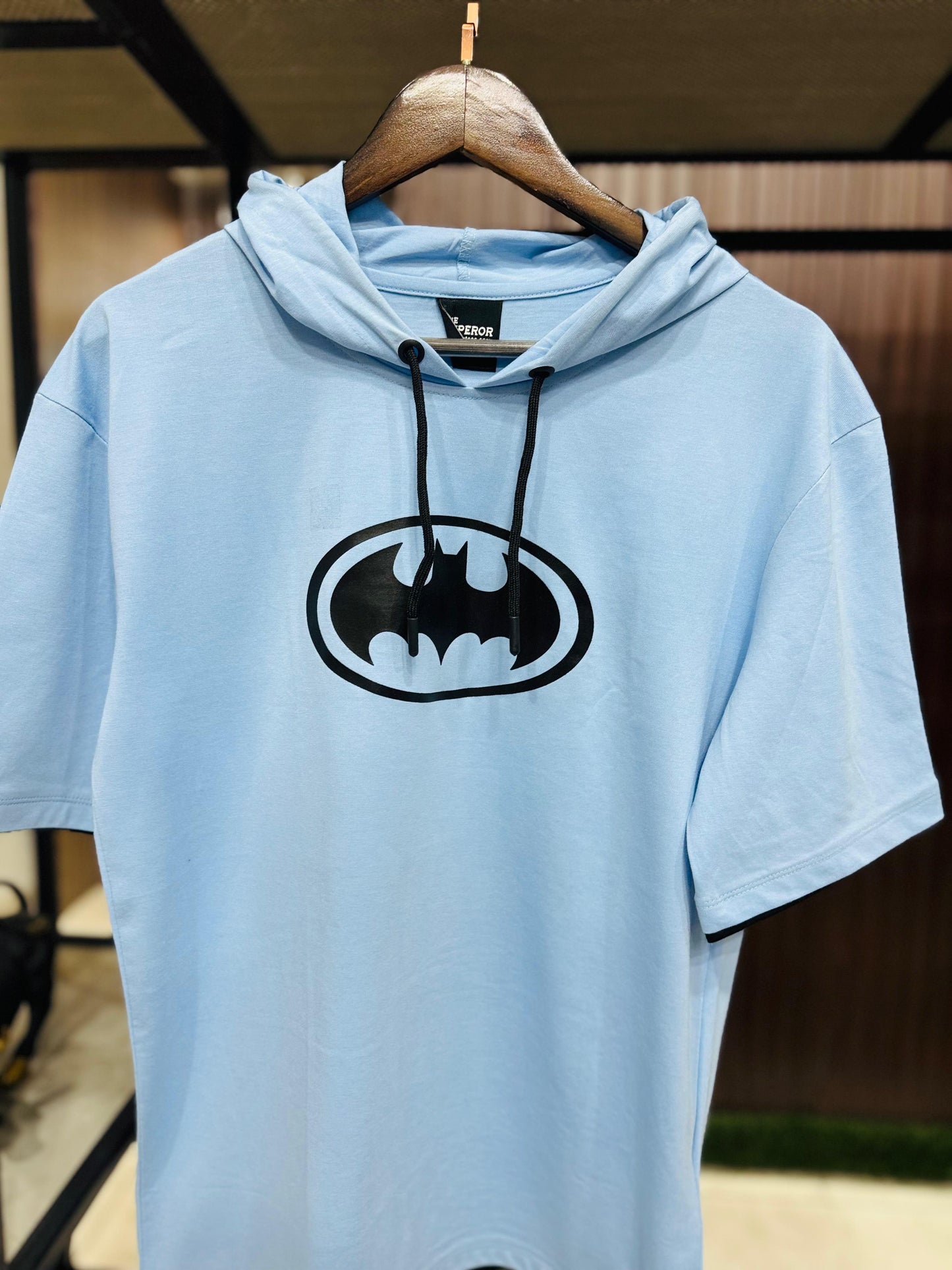 Men Oversized Hooded Drop Shoulder Printed Cotton T-Shirt