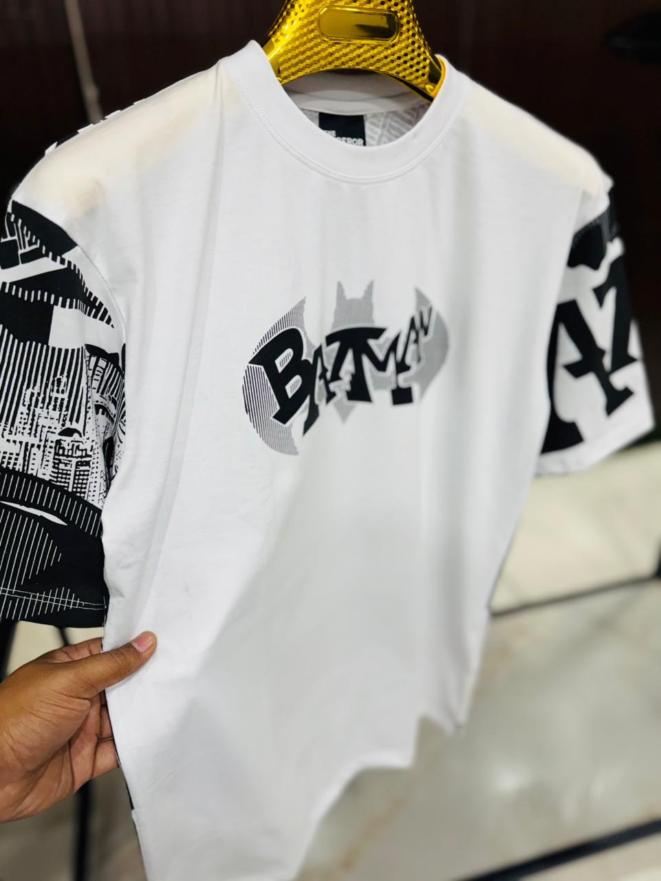 Men Oversized Round Neck Drop Shoulder Printed Cotton T-Shirt