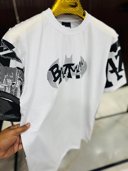 Men Oversized Round Neck Drop Shoulder Printed Cotton T-Shirt