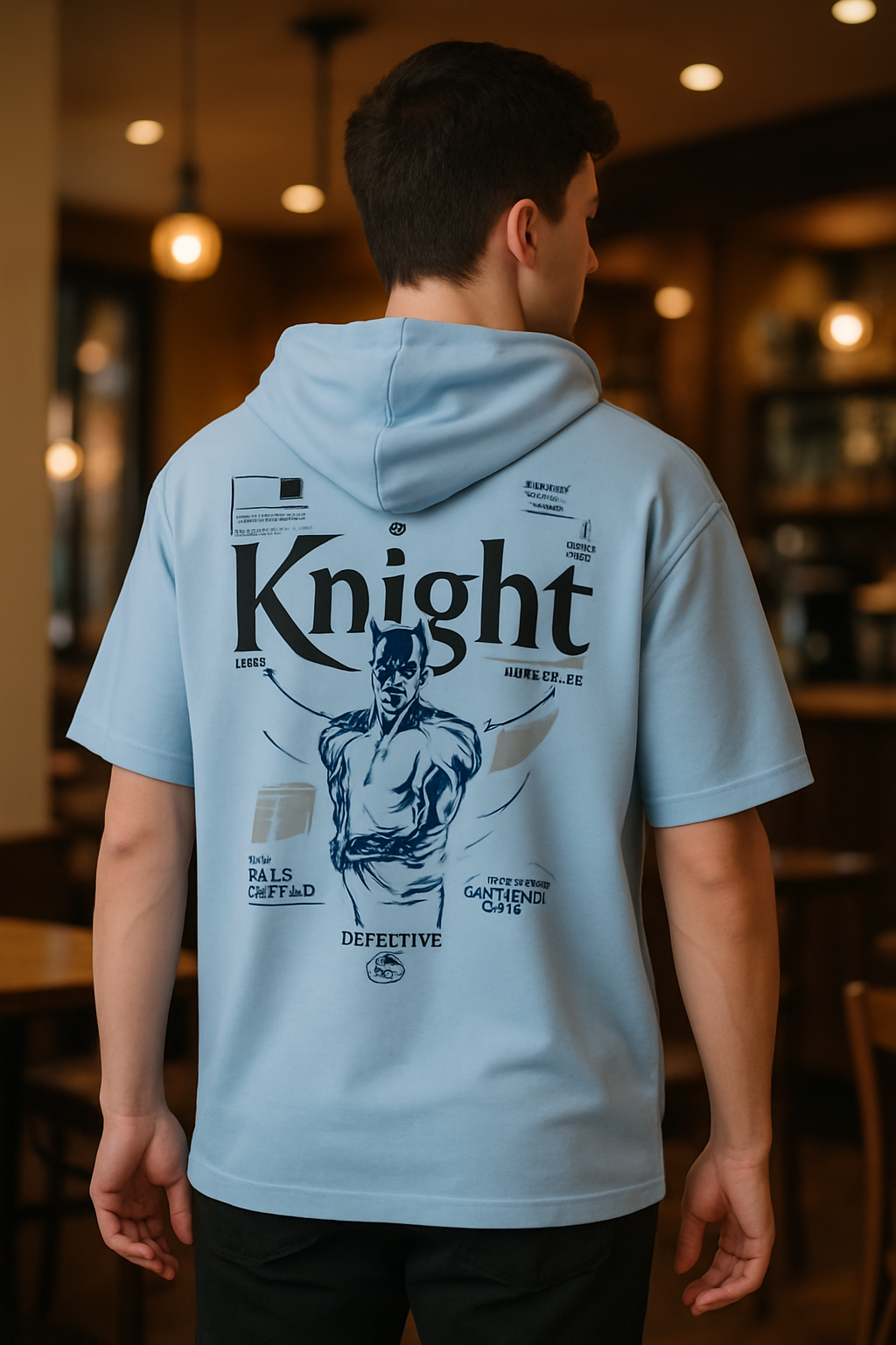Men Oversized Hooded Drop Shoulder Printed Cotton T-Shirt