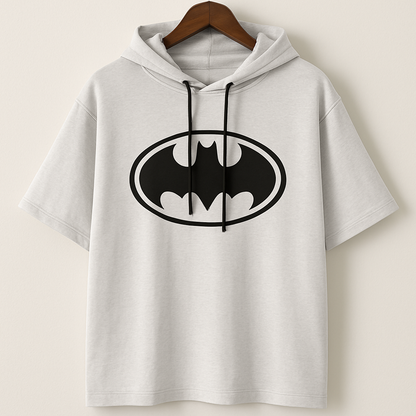 Men Oversized Hooded Drop Shoulder Printed Cotton T-Shirt